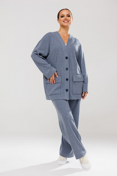 Голубой костюм из трикотажа с накладными карманами Mubliz 122 - фото 9