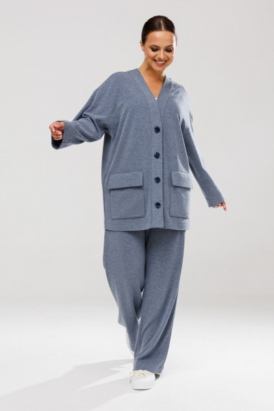 Голубой костюм из трикотажа с накладными карманами Mubliz 122 - фото 7