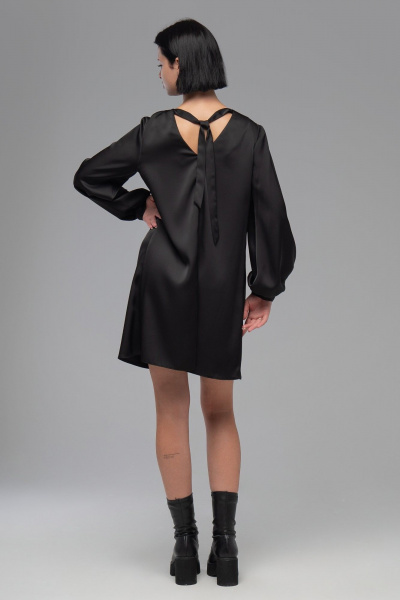 Платье трапеция из плотной ткани с эффектом шелка AVEEVA 5147 черный - фото 10