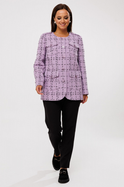 Стильный жакет в стиле «шанель» с накладными карманами Mubliz 020 лаванда - фото 1