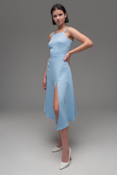 Вечернее платье голубое в классическом стиле AVEEVA 5207 голубой - фото 4