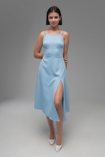 Вечернее платье голубое в классическом стиле AVEEVA 5207 голубой - фото 3