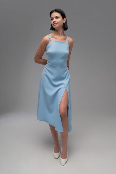 Вечернее платье голубое в классическом стиле AVEEVA 5207 голубой - фото 2