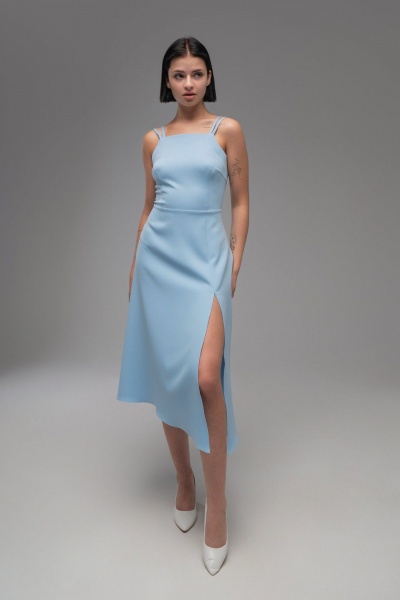 Вечернее платье голубое в классическом стиле AVEEVA 5207 голубой - фото 1