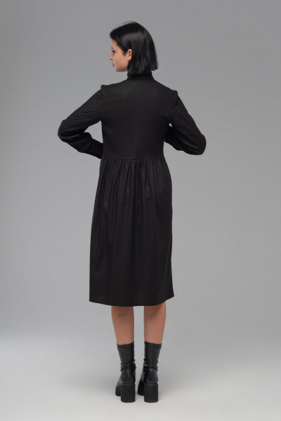 Платье из льна грубой обработки в стиле casual AVEEVA 5208 черный - фото 6