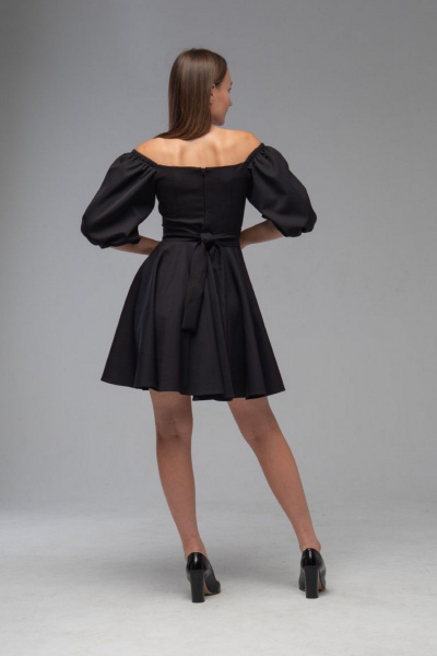 Нарядное платье с двойным лифом и рукавами буфами AVEEVA 5294 черный - фото 6