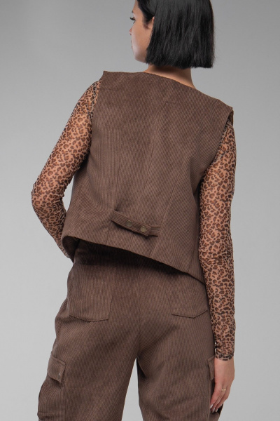 Жилет из вельвета на подкладке, классический крой AVEEVA 5472 шоколадный - фото 5