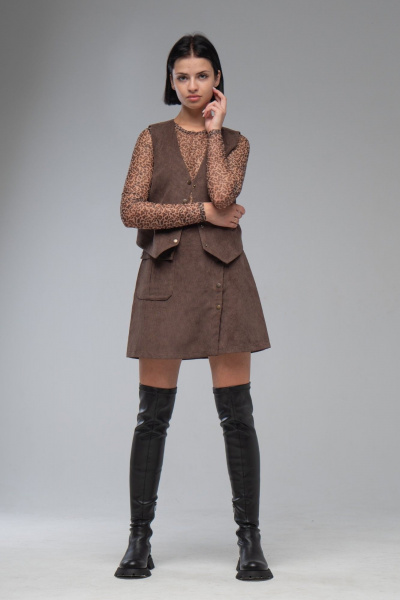 Лонгслив из сетки коричневого цвета с рукавом 62 см AVEEVA 5473 лео - фото 3