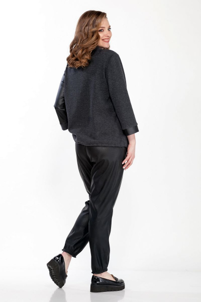 Жакет свободного силуэта с комбинированной текстурой Belinga 5078 черн-графит - фото 3