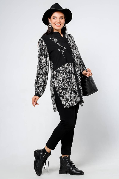 Туника La rouge 9039 черный-набивной - фото 3