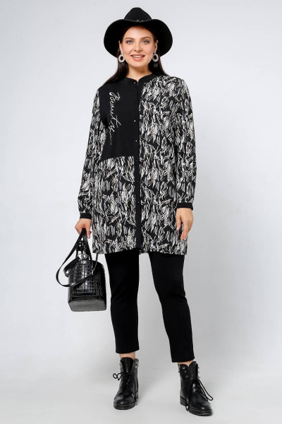 Туника La rouge 9039 черный-набивной - фото 2