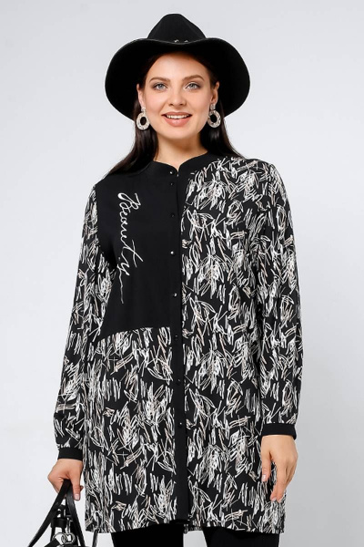 Туника La rouge 9039 черный-набивной - фото 1