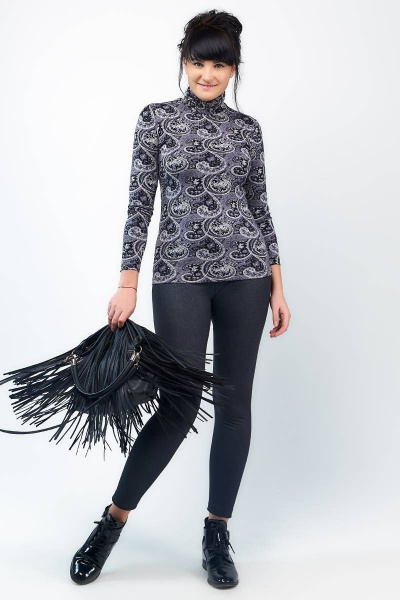 Леггинсы на резинке с мелким рисунком из трикотажа La rouge 80170 графит - фото 1