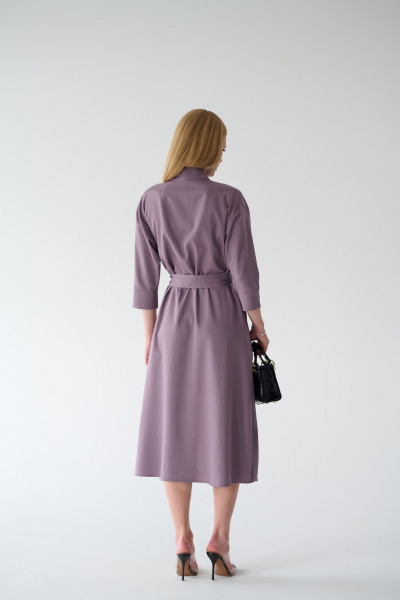Платье-рубашка миди с кокеткой и разрезом на кнопках Мастер Мод 861с пыльно-лиловый - фото 2