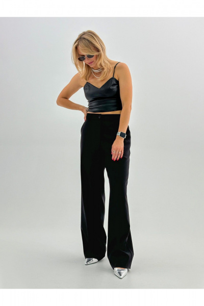 Классические брюки со стрелками из костюмной вискозы DEVITA 3017-2 черный - фото 3