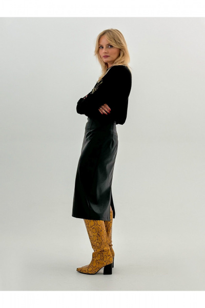 Юбка-карандаш из экокожи с застежкой на молнию DEVITA 2001 черный - фото 10