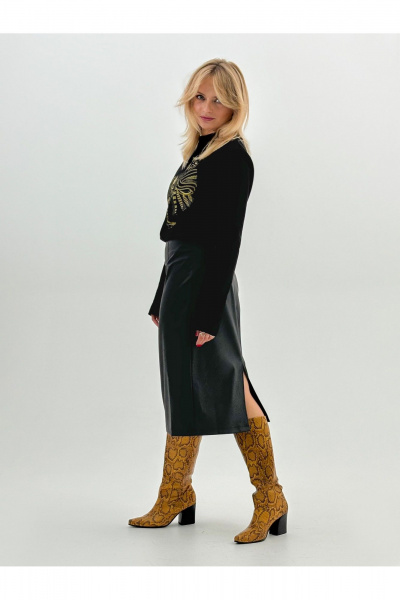 Юбка-карандаш из экокожи с застежкой на молнию DEVITA 2001 черный - фото 9