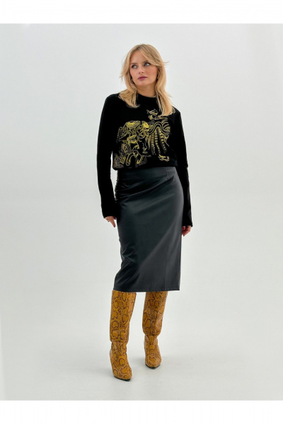 Юбка-карандаш из экокожи с застежкой на молнию DEVITA 2001 черный - фото 7