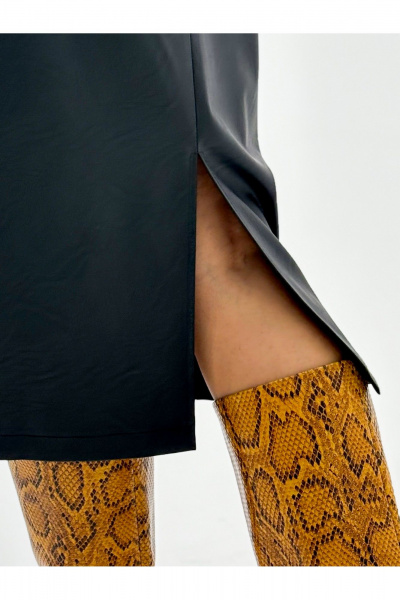 Юбка-карандаш из экокожи с застежкой на молнию DEVITA 2001 черный - фото 3