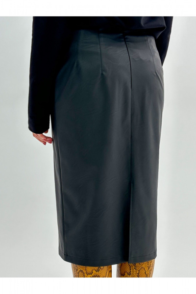 Юбка-карандаш из экокожи с застежкой на молнию DEVITA 2001 черный - фото 2