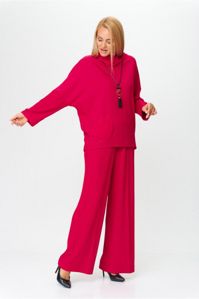 Комплект блуза и брюки свободного кроя из вискозы Gamma Gracia 698 малиновый - фото 5