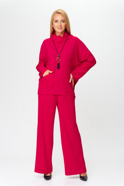 Комплект блуза и брюки свободного кроя из вискозы Gamma Gracia 698 малиновый - фото 4
