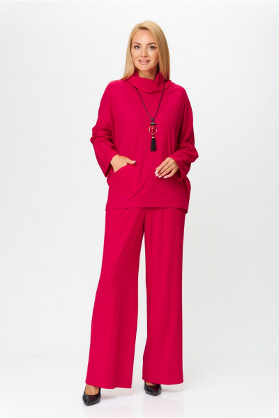 Комплект блуза и брюки свободного кроя из вискозы Gamma Gracia 698 малиновый - фото 1