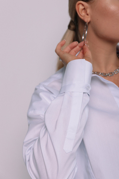 Классическая хлопковая рубашка с диагональными строчками LANSUA L1007 белый - фото 4