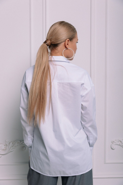 Классическая хлопковая рубашка с диагональными строчками LANSUA L1007 белый - фото 2