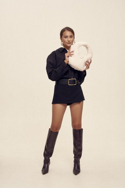 Стильная сумка из искусственного меха с уплотнением дна Polisto Fabi белый - фото 4