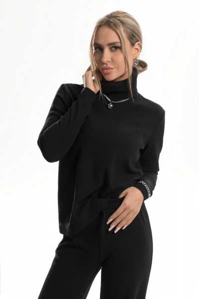Брюки широкие и джемпер классический из трикотажа Golden Valley 6515-2 черный - фото 2