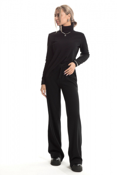 Брюки широкие и джемпер классический из трикотажа Golden Valley 6515-2 черный - фото 1