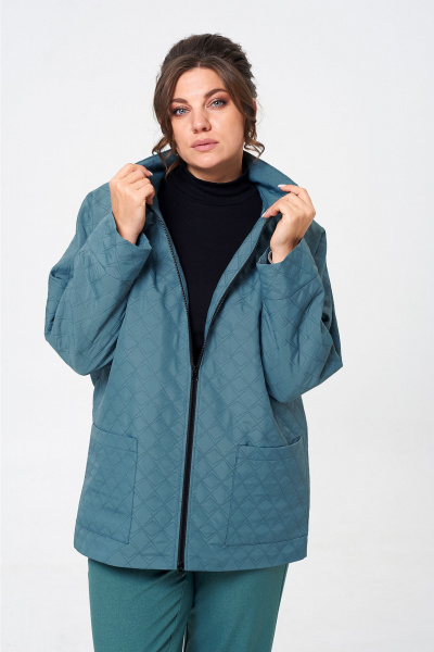 Брюки и жакет зауженные комплект из текстиля Liona Style 911 морская_волна - фото 8