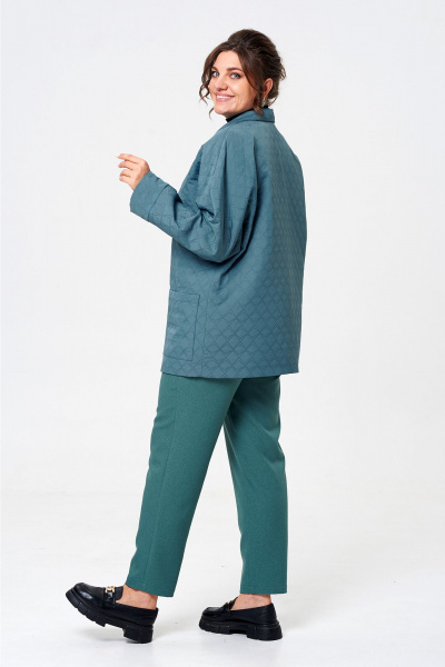 Брюки и жакет зауженные комплект из текстиля Liona Style 911 морская_волна - фото 2