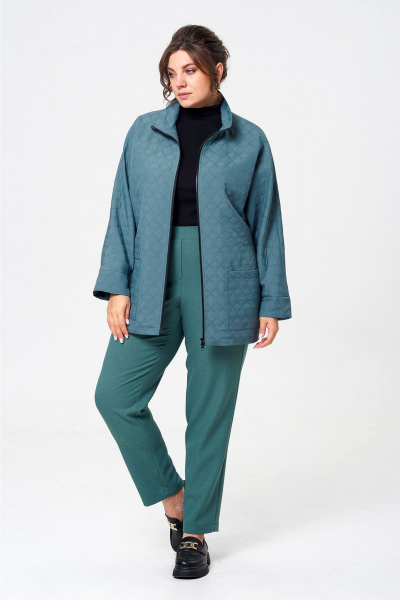 Брюки и жакет зауженные комплект из текстиля Liona Style 911 морская_волна - фото 5