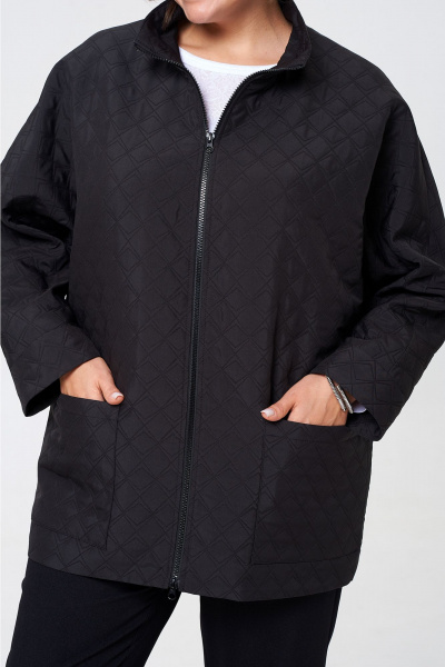 Жакет на молнии свободный приталенный демисезон текстиль Liona Style 913 черный - фото 4
