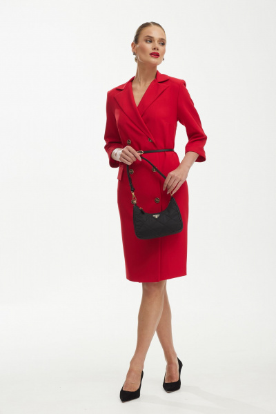 Платье полуприлегающего силуэта с двубортной застежкой Твой имидж 1980 красный - фото 3