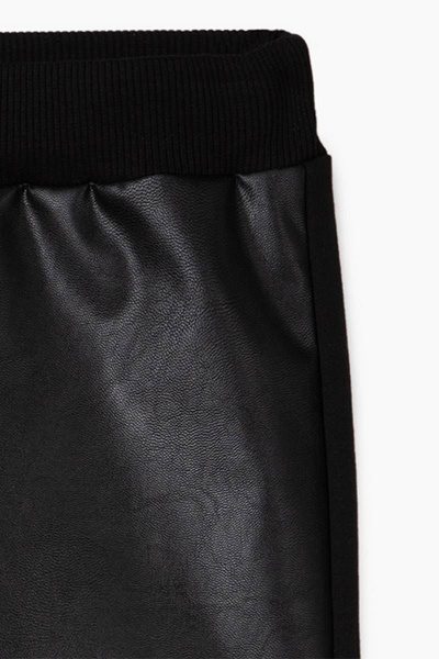 Демисезонные брюки из экокожи и футера для девочки Bell Bimbo 203023 черный - фото 3