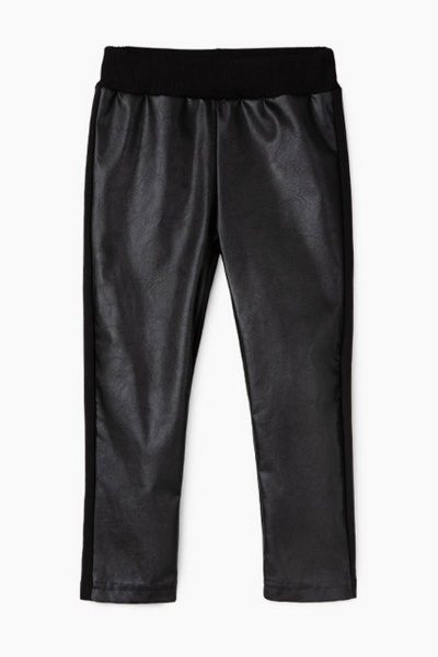 Демисезонные брюки из экокожи и футера для девочки Bell Bimbo 203023 черный - фото 1