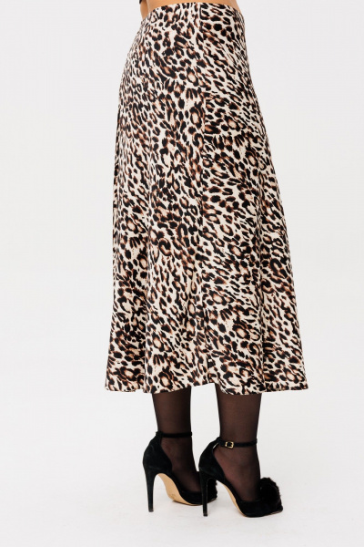 Атласная юбка миди на косой крой с потайной молнией Anelli 1291 светлый_лео - фото 11