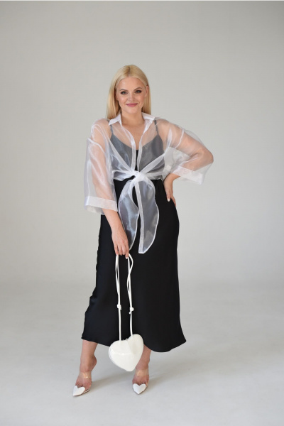 Легкая блузка из органзы с асимметричным низом Мастер Мод 856с белый - фото 4