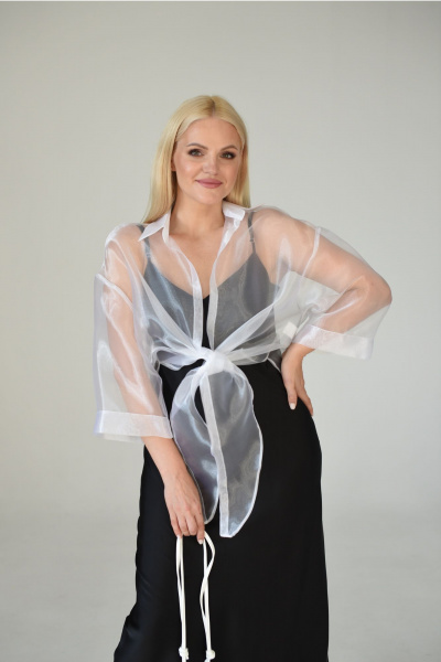 Легкая блузка из органзы с асимметричным низом Мастер Мод 856с белый - фото 3