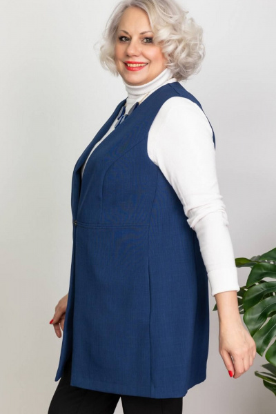 Голубой жилет с карманами и застежкой на украшение Camelia 20142 7 - фото 2