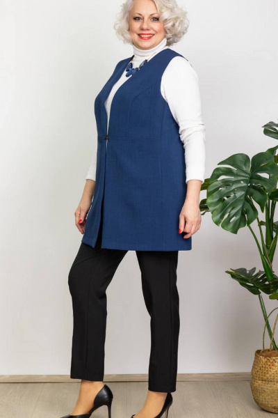 Голубой жилет с карманами и застежкой на украшение Camelia 20142 7 - фото 5