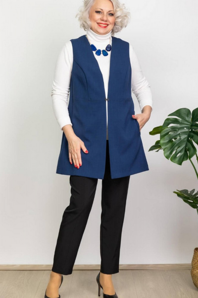 Голубой жилет с карманами и застежкой на украшение Camelia 20142 7 - фото 4