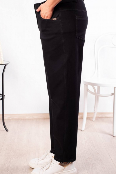 Черные джинсы прямого силуэта с стразами и резинкой Camelia 2232 1 - фото 3