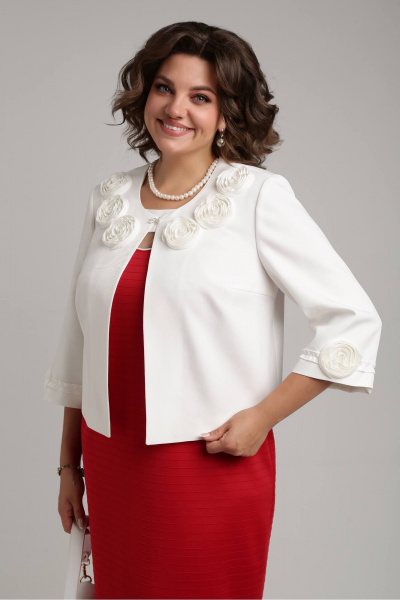 Деловой комплект из текстиля с отделкой ручной работы Lady Secret 3740 молочный+красный - фото 5