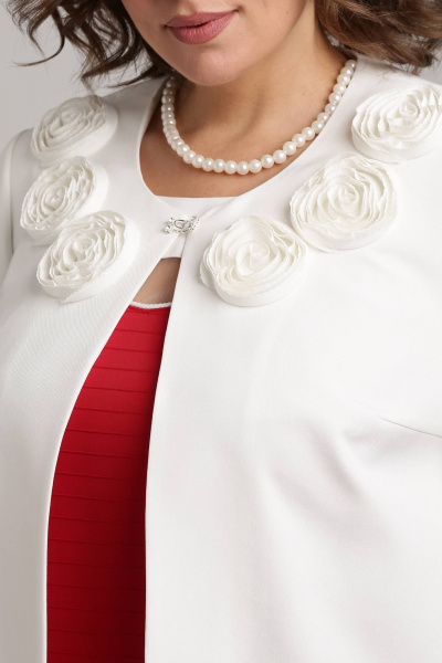 Деловой комплект из текстиля с отделкой ручной работы Lady Secret 3740 молочный+красный - фото 4