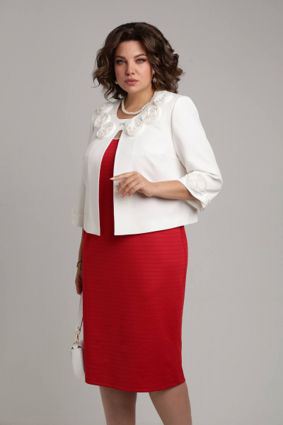 Деловой комплект из текстиля с отделкой ручной работы Lady Secret 3740 молочный+красный - фото 3