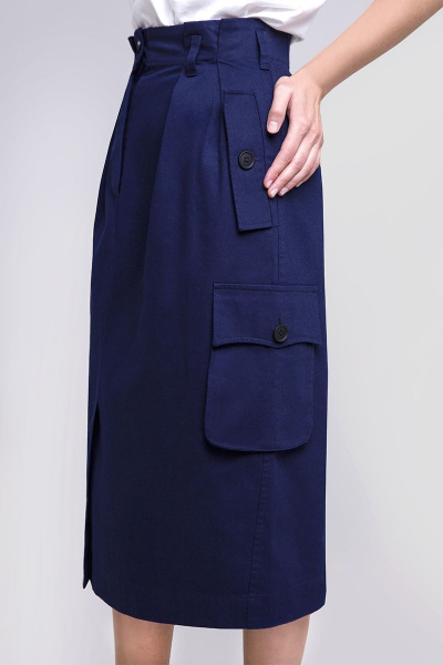 Демисезонная юбка из хлопка с удобным кроем Individual design 20110 темно синий - фото 5